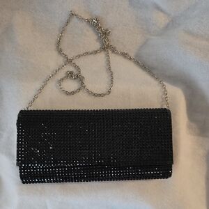 Chic Black Rhinestone Evening Clutch